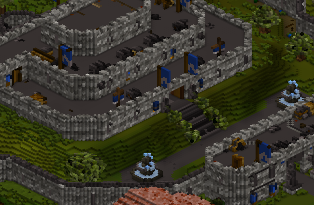 Lumbridge Castle at native zoom showing individual voxels